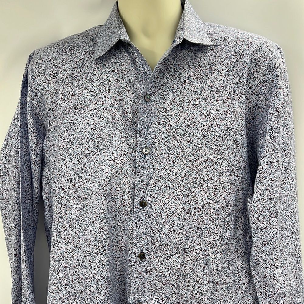 Zachary Prell long sleeve button up shirt blue/maroon